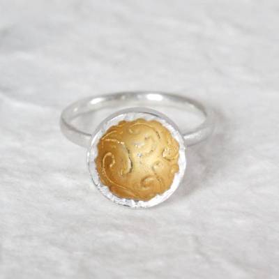 Ring, Becherli, Sammelring, Silber, gehämmert, Struktur, Goldschmiede