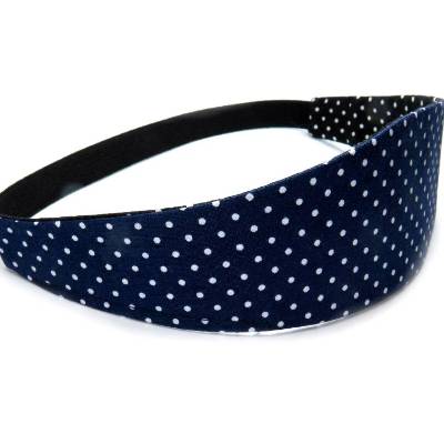 Haarband zum Wenden Stirnband Abschminkband Punkte blau weiß schwarz Wendehaarband 