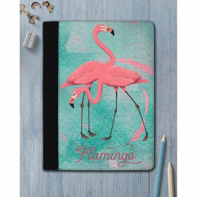 Flamingo Schreibmappe / pinke Flamingos als Geschenk für Flamingo Fans mit Flamingo Schriftzug und Hieroglyphen