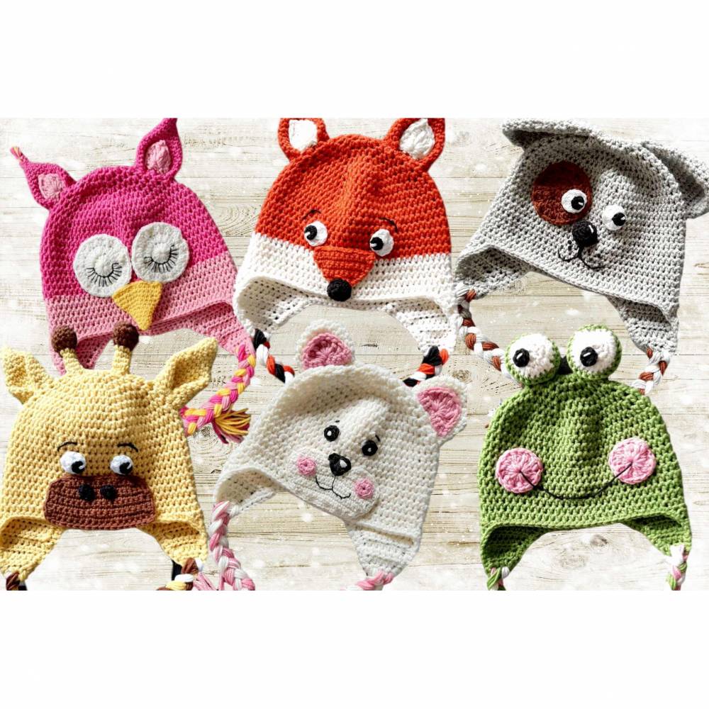 Häkelanleitung Baby- und Kindermützen 6 Versionen - 6 Größen Bild 1