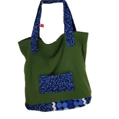 Stabile Einkaufstasche 40 x 40cm – Grüne Stofftasche mit Innenfutter, Zero Waste, Baumwolle