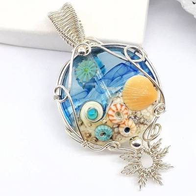Schmuckanhänger Meeresperle Lampwork Glasperlen