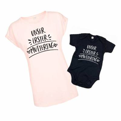 Unser erster Muttertag Muttertagsgeschenk Bodysuit Baby Body & Mama Shirt Mama und ich