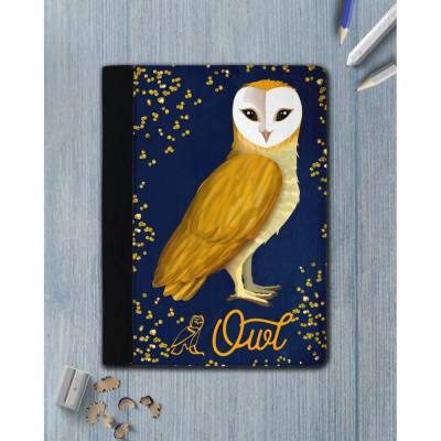 Eule Schreibmappe / Geschenk für Eulen Freunde / Eulen Fans / altägyptische Eule mit Eulen Schriftzug und Hieroglyphe