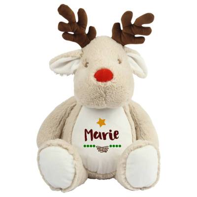Rentier Kuscheltier mit Name Wunschtext Stofftier Weihnachten