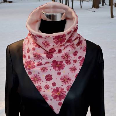 Schal Schlupfschal Dreieckstuch Halstuch rosa geblümt 