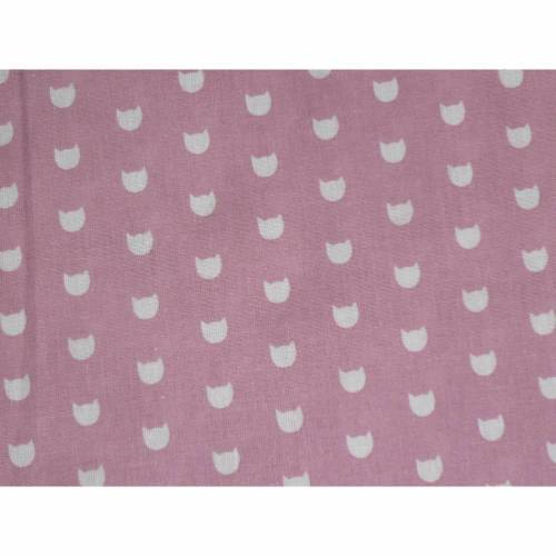 10,80 EUR/m Baumwolle Katzen Köpfe / Katzenköpfe weiß auf rosa