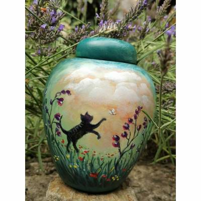 Tierurne handgemalt 0,5 L – Keramik Künstlerurne by Janus | Handarbeit & Unikat