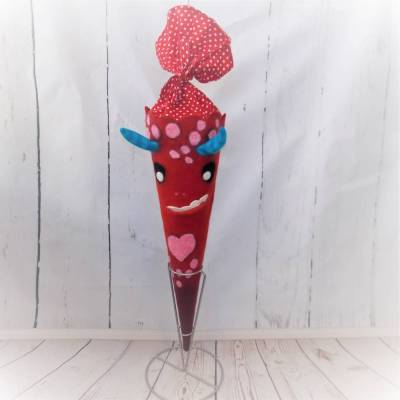 Gefilzte Schultüte, "Monster mit Herz" mit  70cm Papprohling