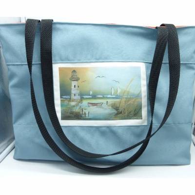 Strandtasche Sehnsuchtsort, hochwertiger Qualitätsdruck, Outdoorstoff, UV-beständig, schimmelrestistent, Unikat