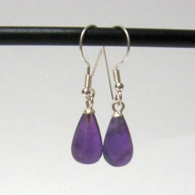 Edelstein Ohrringe Amethyst Tropfen Silber 925 – Handgefertigte Ohrhänger Lila Geschenk