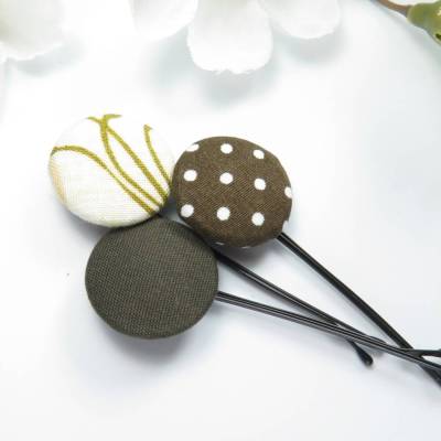 3er-Set Haarklammern Haarnadeln braun khaki cremefarben Punkte Geschenk Mitbringsel
