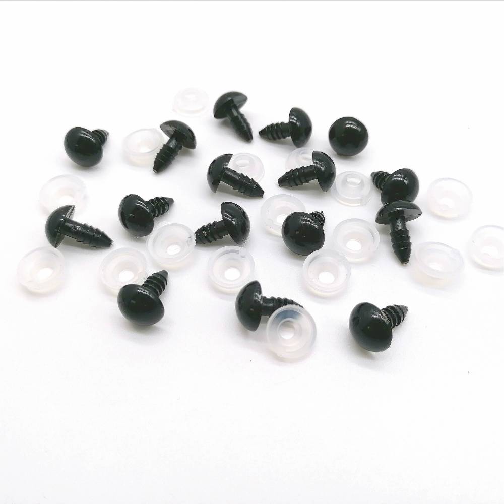 Sicherheitsaugen 10 mm, 20 Stück, 10 Paare mit 20 Sicherheitsscheiben, schwarz, Teddyaugen, Amigurumi, Puppenaugen Bild 1