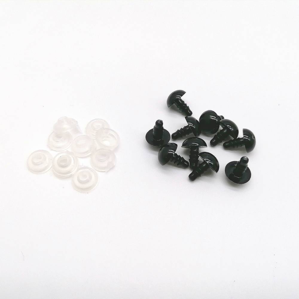 Sicherheitsaugen 10 mm, 20 Stück, 10 Paare mit 20 Sicherheitsscheiben, schwarz, Teddyaugen, Amigurumi, Puppenaugen Bild 3