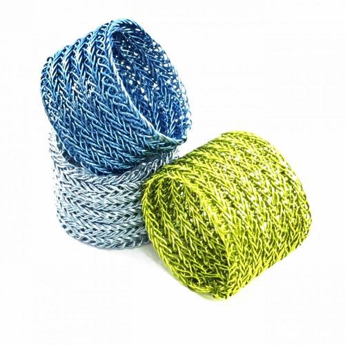 STRICKRING: Unifarbener doppelt gestrickter RING aus farbigem Kupferdraht - Farbwahl