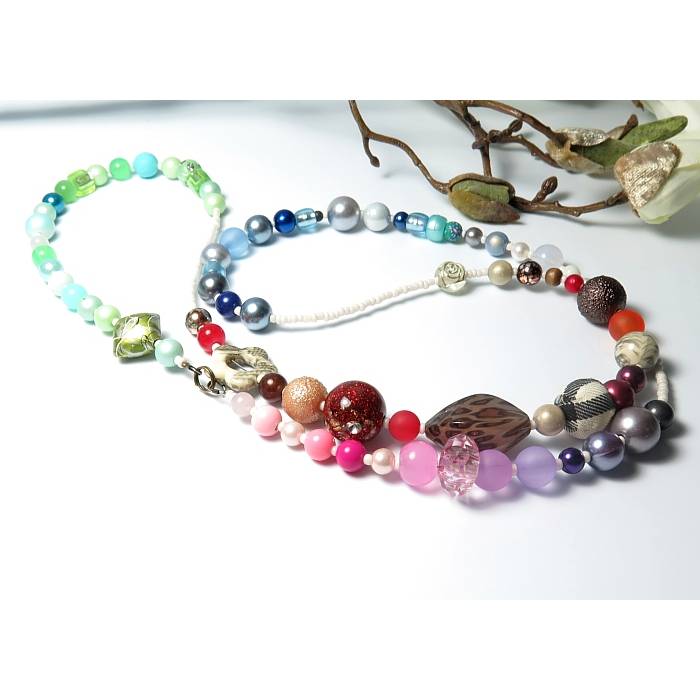 Wickelkette Bettelkette Kette lang Boho Ethno Einzelstück bunt Bild 1
