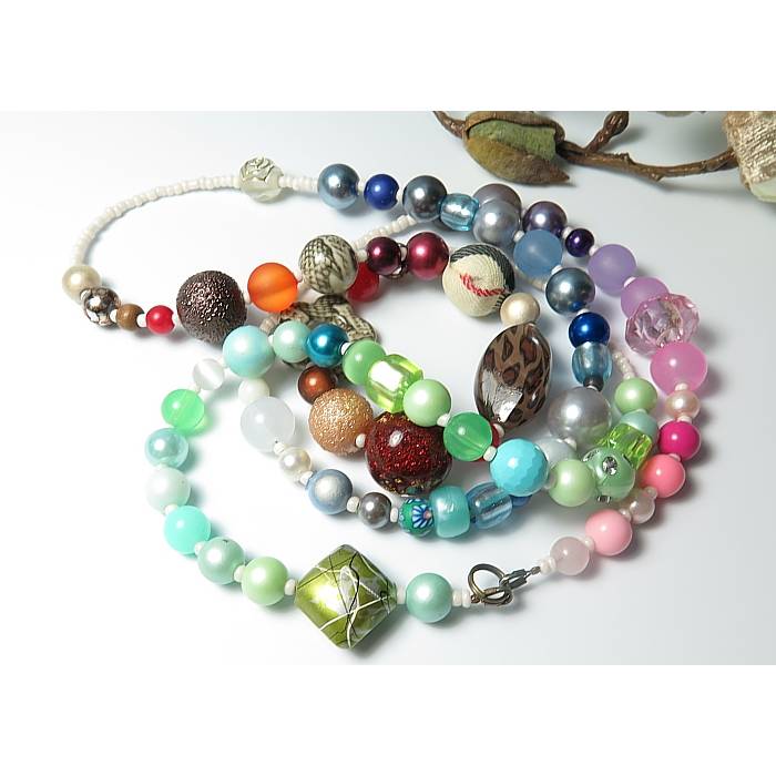 Wickelkette Bettelkette Kette lang Boho Ethno Einzelstück bunt Bild 2