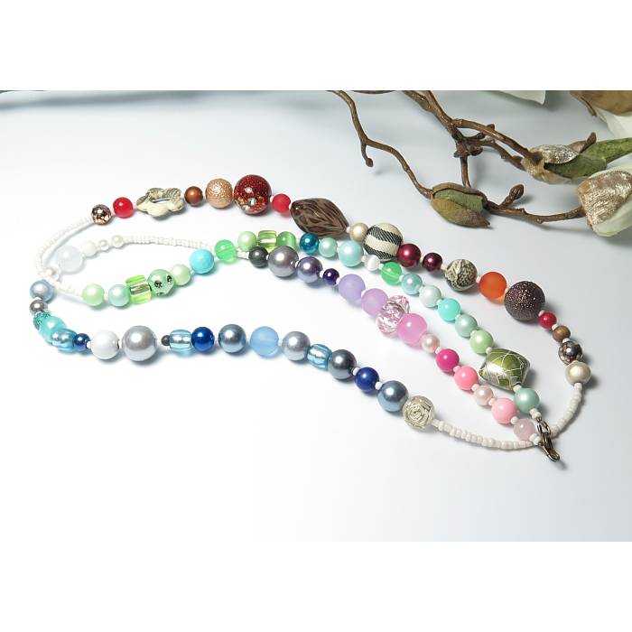 Wickelkette Bettelkette Kette lang Boho Ethno Einzelstück bunt Bild 3