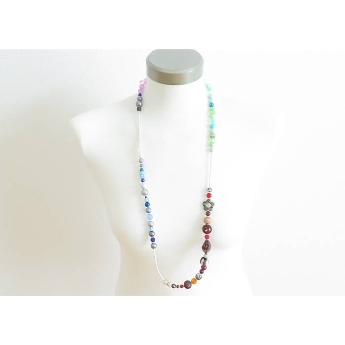 Wickelkette Bettelkette Kette lang Boho Ethno Einzelstück bunt Bild 4