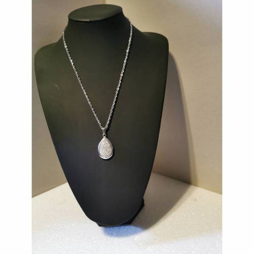  Edelstahl Anhänger, tropfenform mit Kette