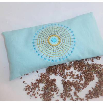 1 Stück Augenkissen Yoga, Sonne, abnehmbarer Bezug, waschbar, mint, Farbauswahl, mit Leinsamen und Lavendel, bestickt, Meditation, Entspannung, Dieda