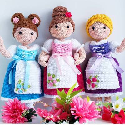 Häkelanleitung Puppen "Hanni, Rosi und Liesl" - PDF Datei