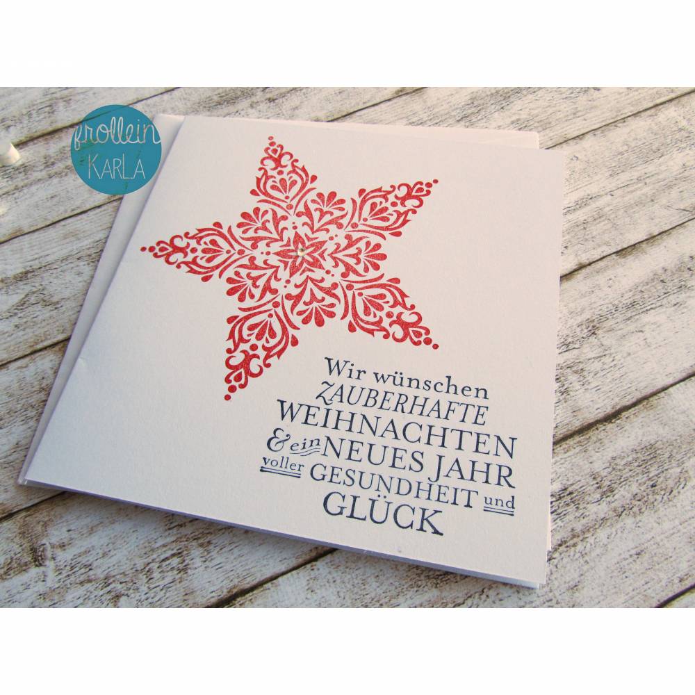 Weihnachtskarte Grußkarte "Stern" aus der Manufaktur Karla Bild 1