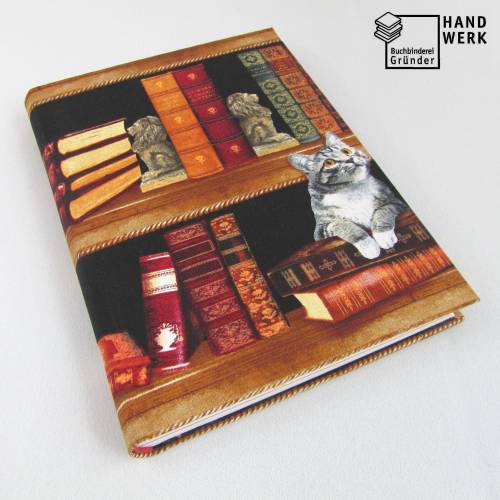 Notizbuch, Katzen, Bücher, A5, 150 Blatt, Hardcover, Tagebuch, Kladde, Skizzenbuch