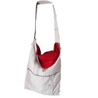 Extravagante graukarierte Stofftasche – Handgemachtes Unikat aus Franken