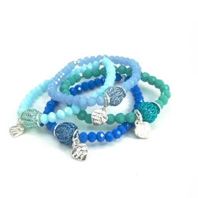 elastisches Jade Armband mit gestrickter Mini-Kugel aus farbigem Kupferdraht - Farbwahl