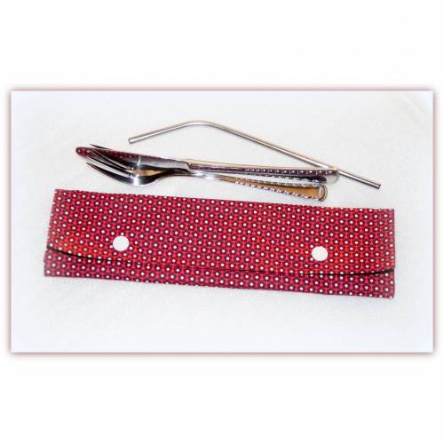 Bestecktasche aus Stoff Blümchen, 2 Innenfächer und mit Druckknopf Verschluss