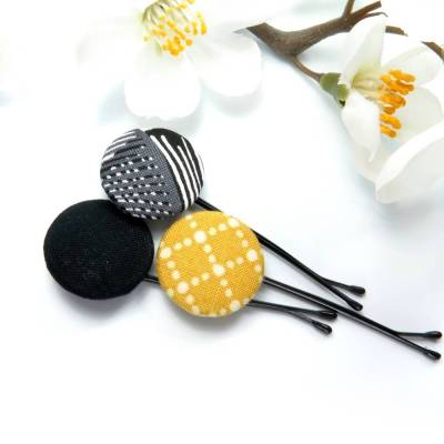 3er-Set Haarklammern Haarnadeln curry grau schwarz Business Geschenk Mitbringsel