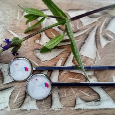 Einhorn Pferd weiß bunt Ohrstecker, Ohrringe, Ohrhänger, Ringe, Haarspangen mit Cabochon