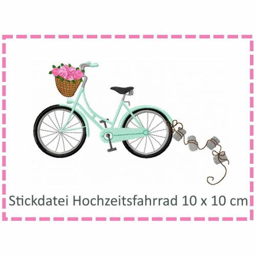 Stickdatei Hochzeitsfahrrad 10x10
