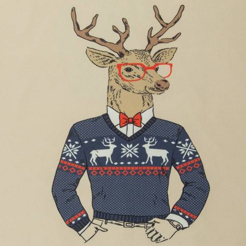 Basel, Sweat angeraut Harry Hirsch jeansblau-creme-weiß Panel 70cm Oeko-Tex Standard 100(1m/18,57€)