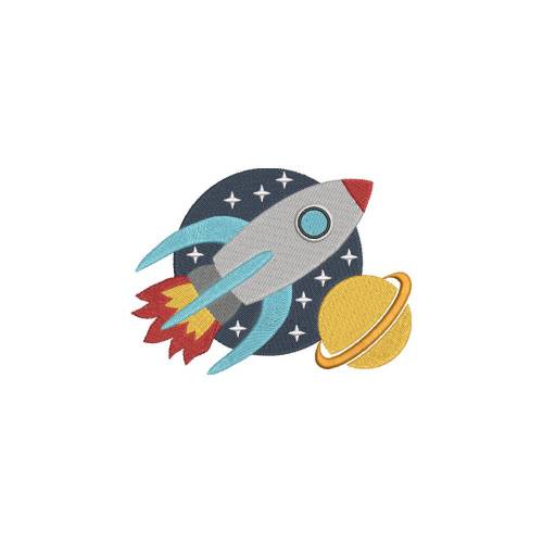 Stickdatei Weltraum Rakete 13x18  Rahmen All Universum Space Kosmos Weltall Firmament Galaxis