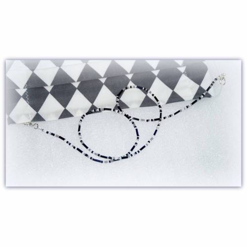 Maskenkette Farbmischung schwarz weiß grau klar mit Karabiner