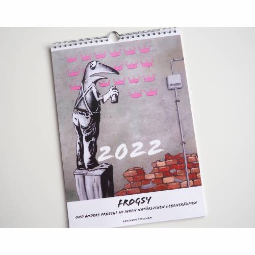 Kunztdruck-Froschkunzt-Kalender 2022, Kalender, Wandkalender, Kalender A4, lustiger Kalender, Froschkalender, Frosch
