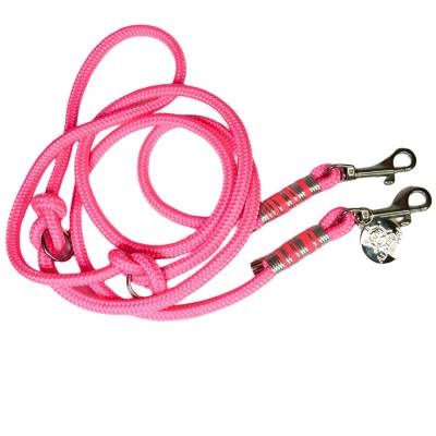 Hundeleine verstellbar pink silber Wunschlänge