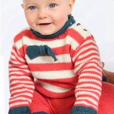 Strickanleitung für den gemütlichen Babypullover "Hanna & Hannes" in Ringeloptik, für Babys von 0-24 Monaten