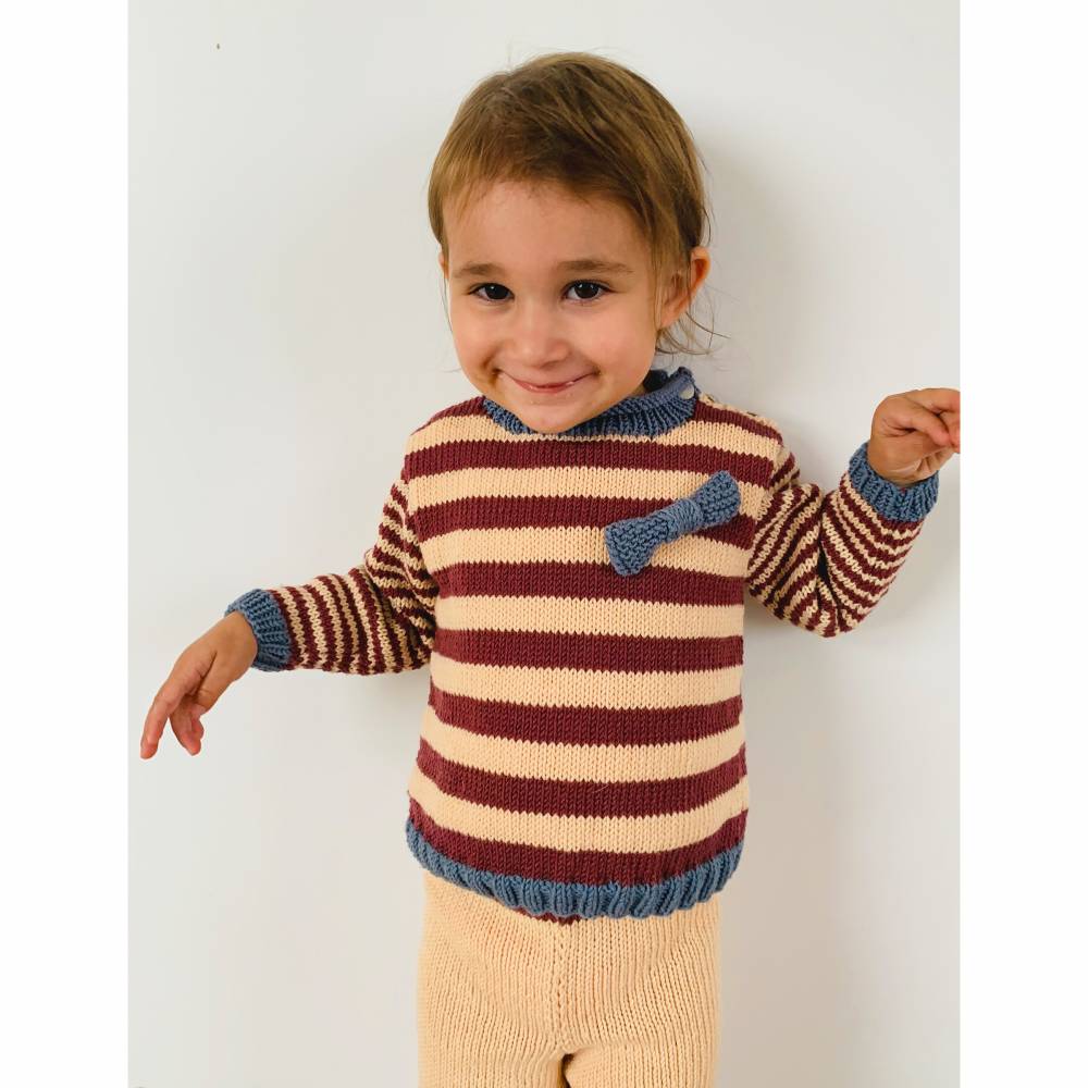 Strickanleitung für den gemütlichen Babypullover "Hanna & Hannes" in Ringeloptik, für Babys von 0-24 Monaten Bild 2