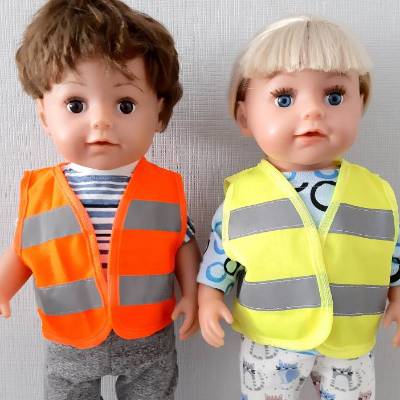 Warnweste für Puppen und Teddys 40-45 cm, Sicherheitsweste für Puppen, Freizeitweste für Puppen