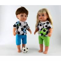 Farbenfrohe Fussball T-Shirts für Puppen, bunte Bälle für Fussballfans, Gr. 40-43 cm