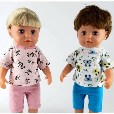 Tierische T-Shirts für Puppen, Panda und Koala, Gr. 40-43 cm