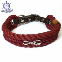 Hundehalsband verstellbar weinrot mit Leder und Schnalle