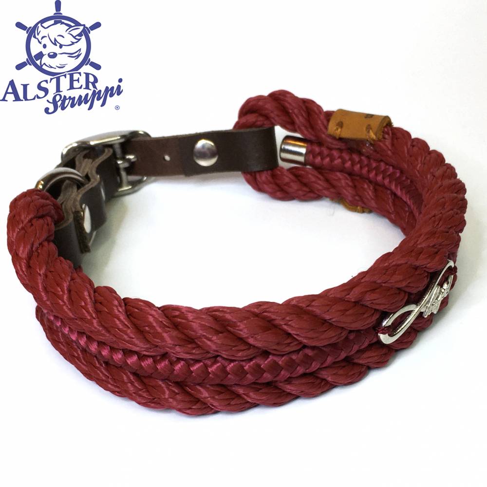 Hundehalsband verstellbar weinrot mit Leder und Schnalle Bild 2