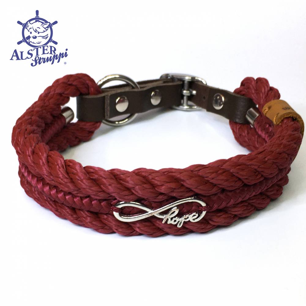 Hundehalsband verstellbar weinrot mit Leder und Schnalle Bild 3