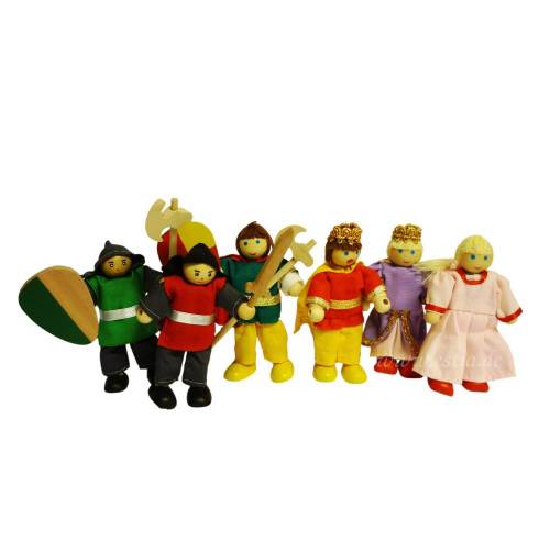 Biegepuppenset Burgleute und 2 Ritter, Ritterburgzubehör