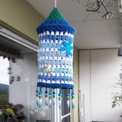 Lampion, kleine Meeres-Laterne, Balkon-Lampe, Wasserwelt, kleine Gartenlampe, Swimming-Pool, Garten-Laterne gehäkelt, bunte Laterne, Lampignon