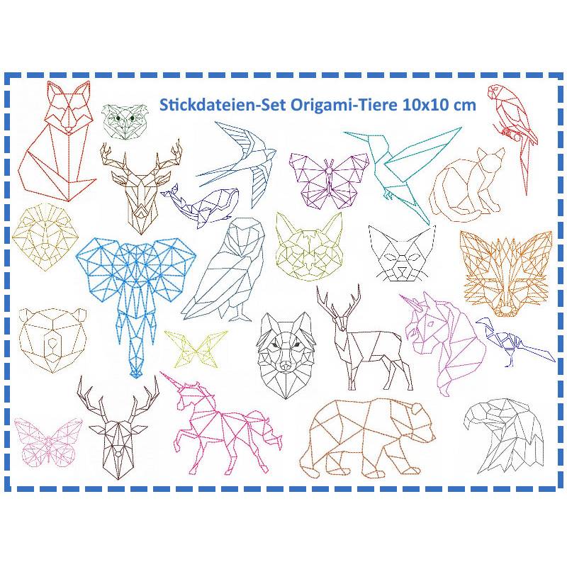 Stickdatei Origami Tiere Set 10x10 Bild 1